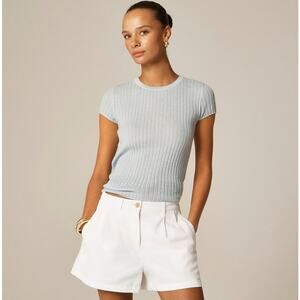 J.Crew 3" Pleated Heritage Chino Shorts WMNS 0 White Mid-Rise Stretchy Pockets